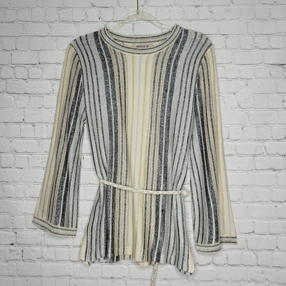 Joyce Tops - VTG Joyce Gold Gray Silver Metallic Bell sleeves